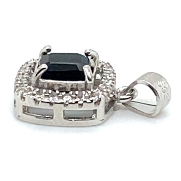 Blue Tourmaline 1.02ct White Gold Finish Solid 925 Sterling Silver Pendant - Picture 5 of 8
